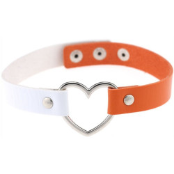 Generique Ras de cou Heart Duo Blanc-Orange
